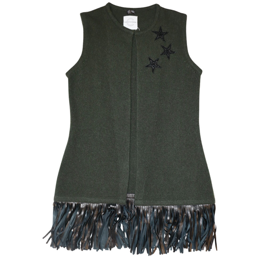 Cashmere Vest w. Fringe and Stars