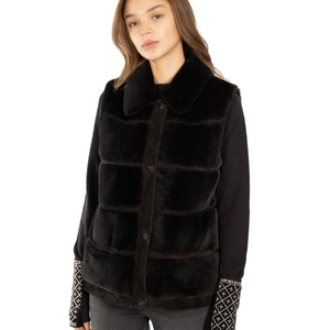 Shearling Vest w. Collar - Black