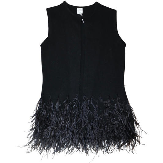 Cashmere Vest w. Ostrich Feather Hem