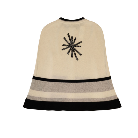 Cashmere Striped Cape w Front Zipper and Pave Starburst