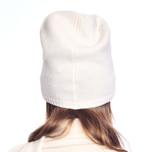 Cashmere Slouchy Beanie with Swarovski Asterism - Chalk