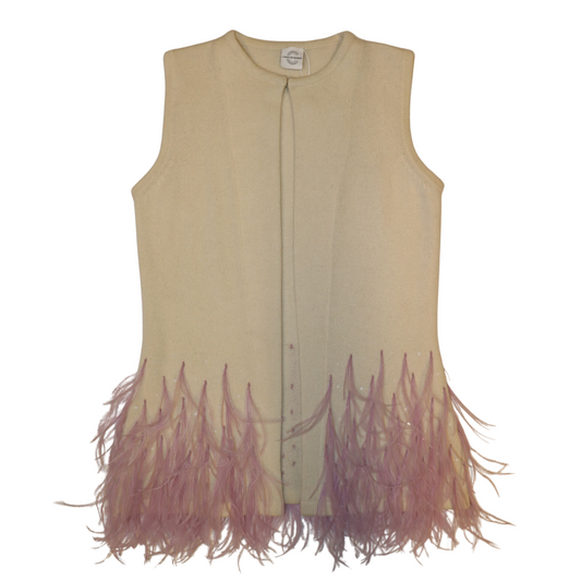 Cashmere Vest w. Ostrich Feather Trim