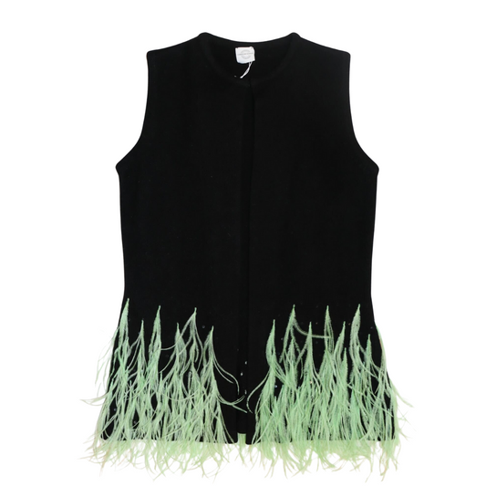 Cashmere Vest w. Ostrich Feather Trim