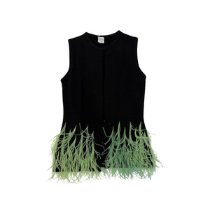 Cashmere Vest w. Ostrich Feather Trim