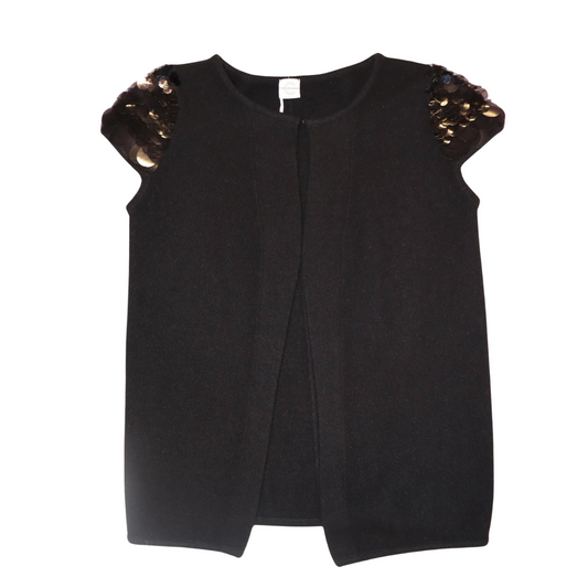Lexington Cashmere Vest w. Clear Grey Paillette Sleeves