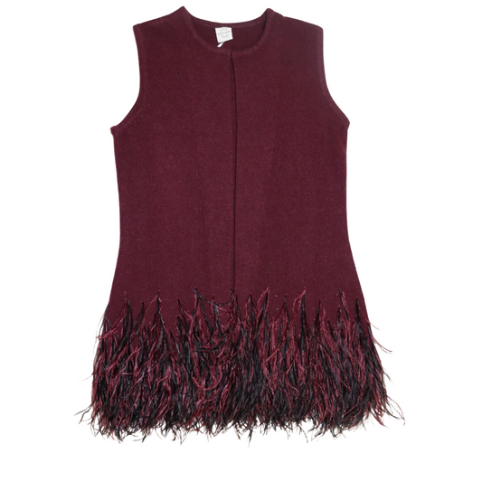 Cashmere Vest w. Ostrich Feather Hem
