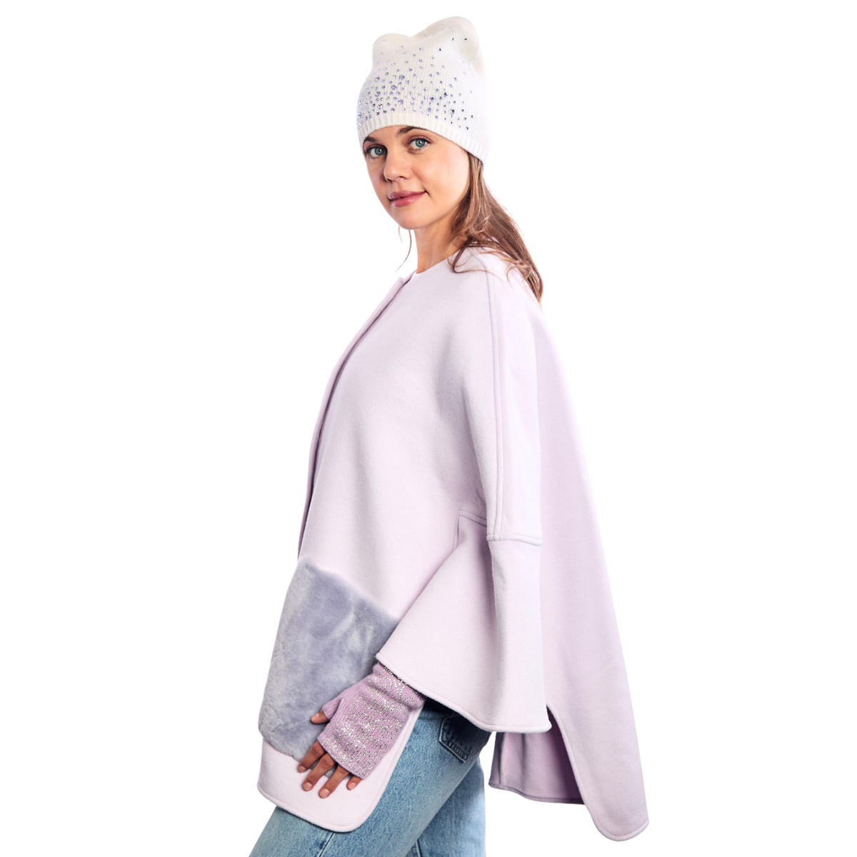 Wool Coat with Snaps and Shearling Pockets Carolyn Rowan Collection