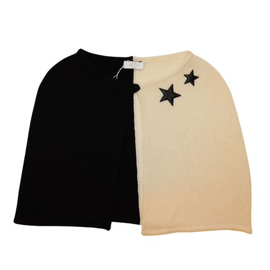 Short Color Blocked Cape w. Padded Leather Stars
