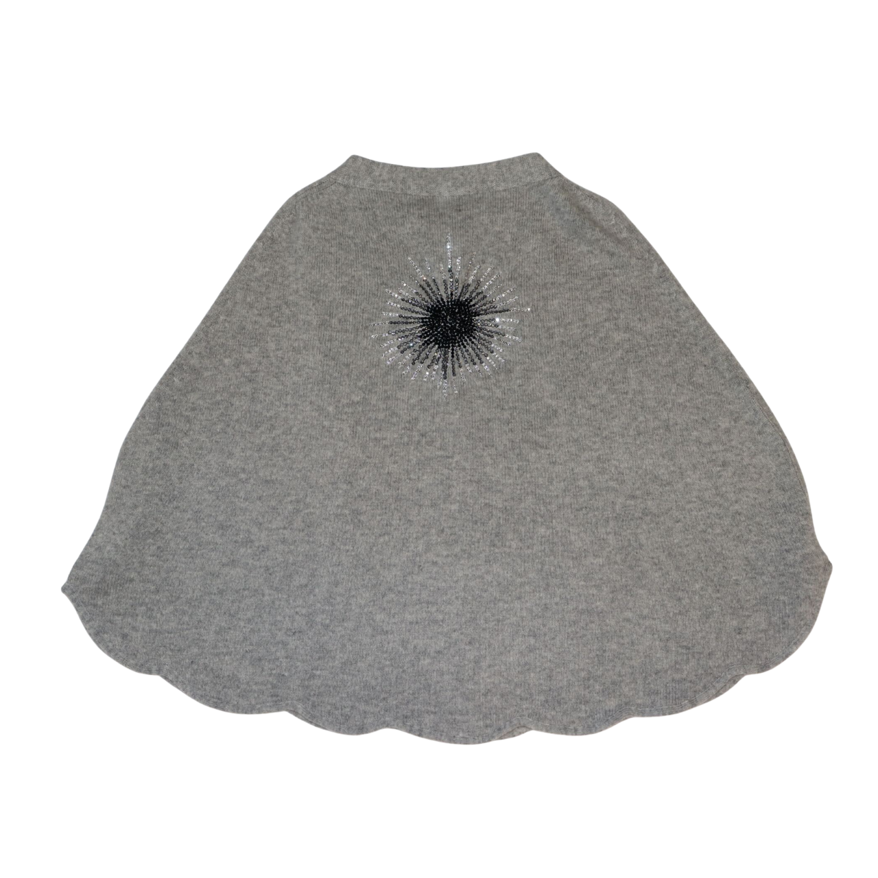 Cashmere Scalloped Poncho w. Beaded Ombre Starburst