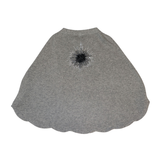 Cashmere Scalloped Poncho w. Beaded Ombre Starburst