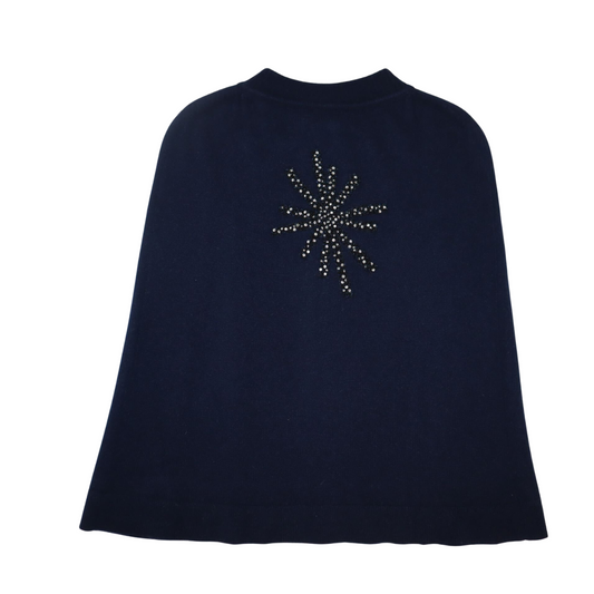 Cashmere Cape with Zipper & Front Slits w. Beaded Starburst