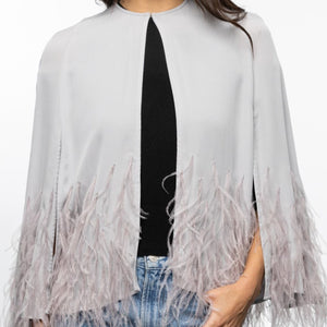 Silk Front Cape w. Scattered Ostrich Feathers