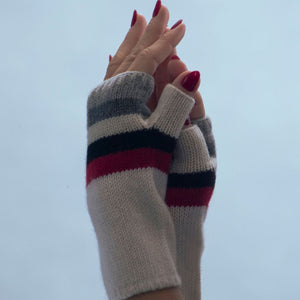 Cashmere Short Fingerless Striped Gloves