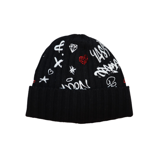 Merino Ribbed Beanie w. Graffiti