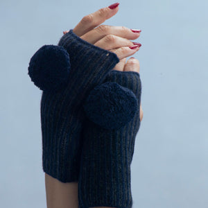 Cashmere Two-Tone Fingerless Gloves w. CPM