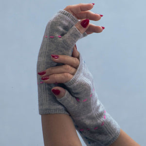 Cashmere Short Fingerless Windowpane Gloves