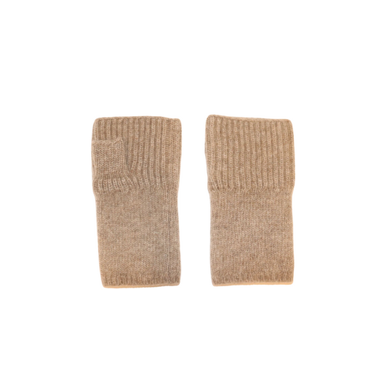 Cashmere Short Ribbed Fingerless Gloves