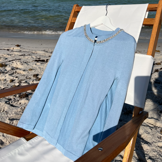 Cotton Summer Cape with Crystal Neckline