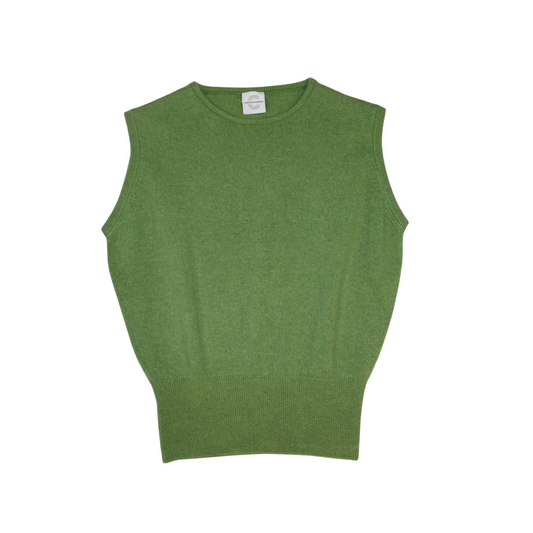 Sleeveless Crewneck Sweater w. Cinched Waist