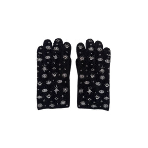 Merino Full Finger Gloves w. Embroidered Evil Eyes & Suns