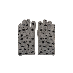 Merino Full Finger Gloves w. Embroidered Evil Eyes & Suns