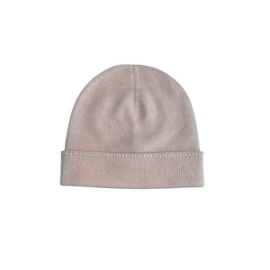 Cashmere Cuffed Beanie w. Pearl Edge Embellishment - Mallow Pink