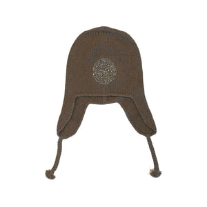 Earflap Cashmere Hat w. Crystal Circle Applique