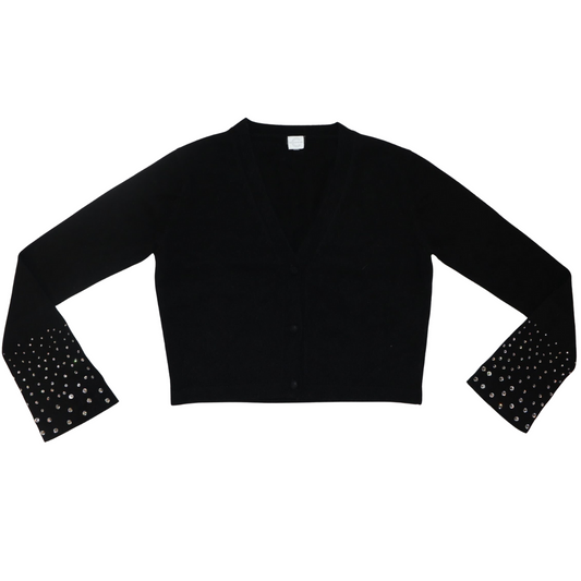 Cropped Bell Sleeve Cardigan w. Scattered Crystal Cuff