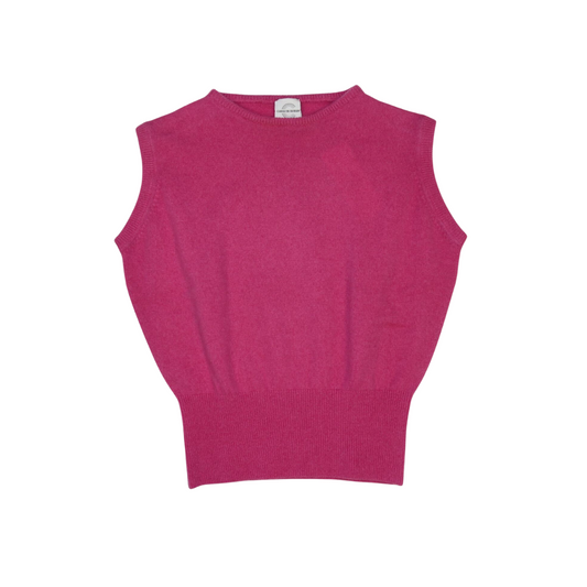 Sleeveless Crewneck Sweater w. Cinched Waist