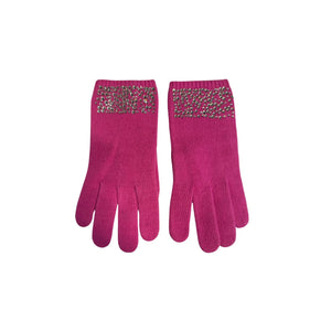 Full Finger Cashmere Gloves w. Muddled Swarovski Crystal Cuff