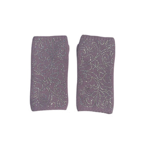 Cashmere Short Fingerless Gloves w. Fleur De Lis Crystal Design