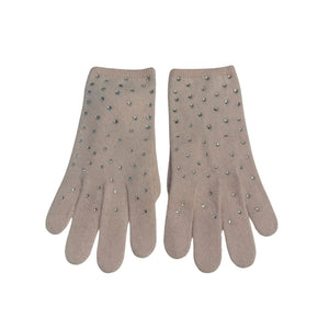 Cashmere Full Finger Gloves w. Swarovski Crystals