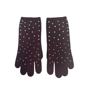 Cashmere Full Finger Gloves w. Swarovski Crystals