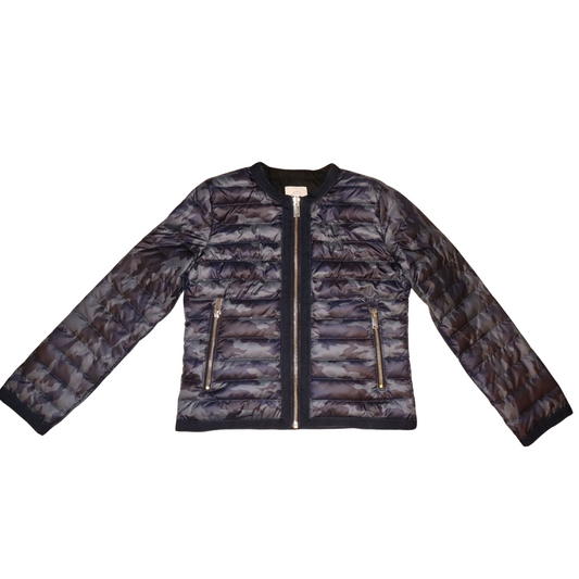 Quilted Down Collarless Jacket with Straight Sleeves