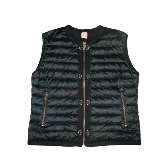 Quilted Down Ski Vest w. Jeweled Buttons