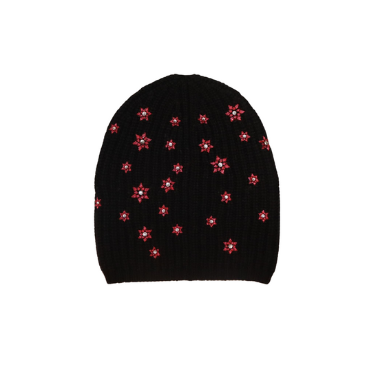 Merino Beanie w. Scattered Geo Flowers
