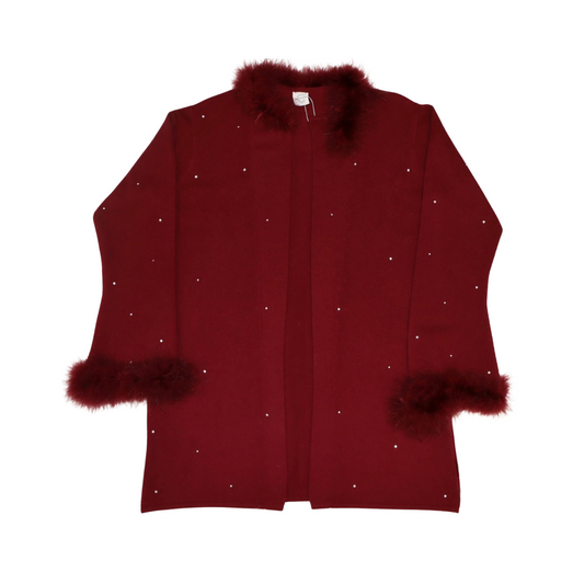 Cashmere Duster Coat w. Scattered Crystals & Marabou Trim