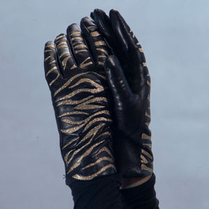 Leather Gloves w. Zebra Print