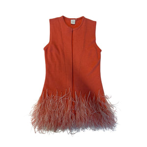 Cashmere Vest w. Ostrich Feather Trim