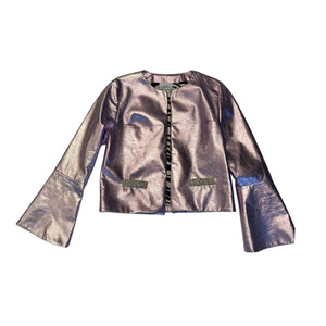 Maxwell Metallic Leather Jacket w. Pave Pockets - Pink