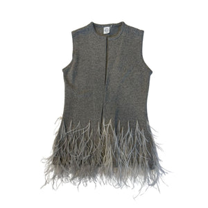 Cashmere Vest w. Ostrich Feather Trim