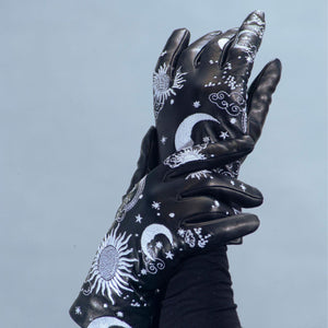 Leather Gloves w. Astrological Embroidery