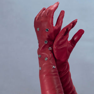 Extra Long Leather Gloves w. Stones