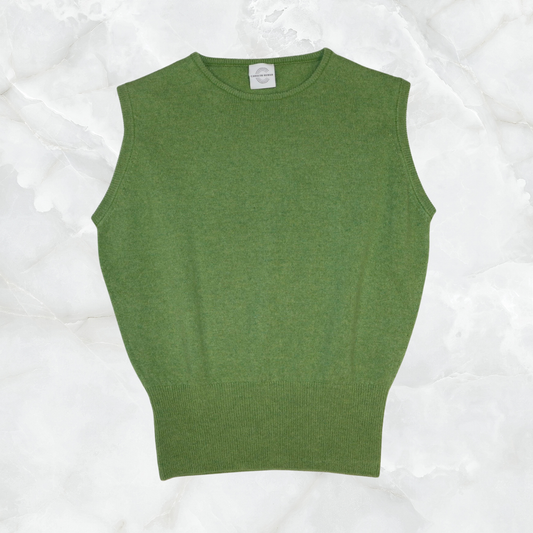 Sleeveless Cashmere Top with Cinched Waist