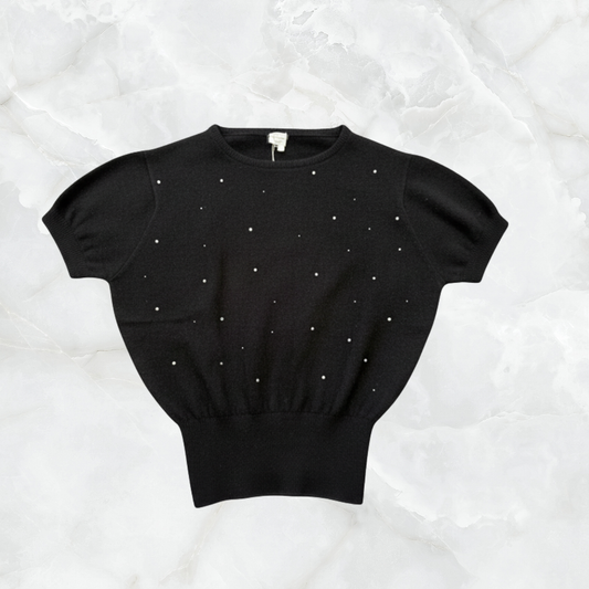 Cashmere Crewneck Sweater with Scattered Crystals