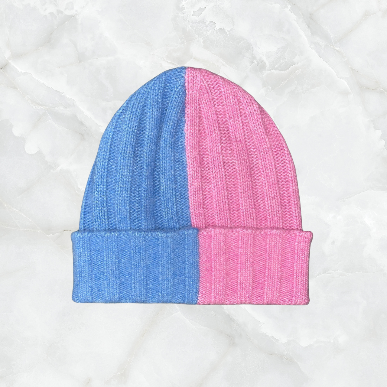 Cashmere Half and Half Beanie w. Cuff