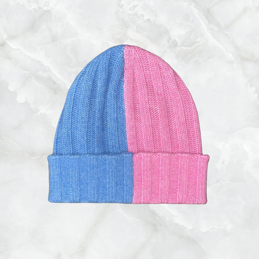 Cashmere Half and Half Beanie w. Cuff