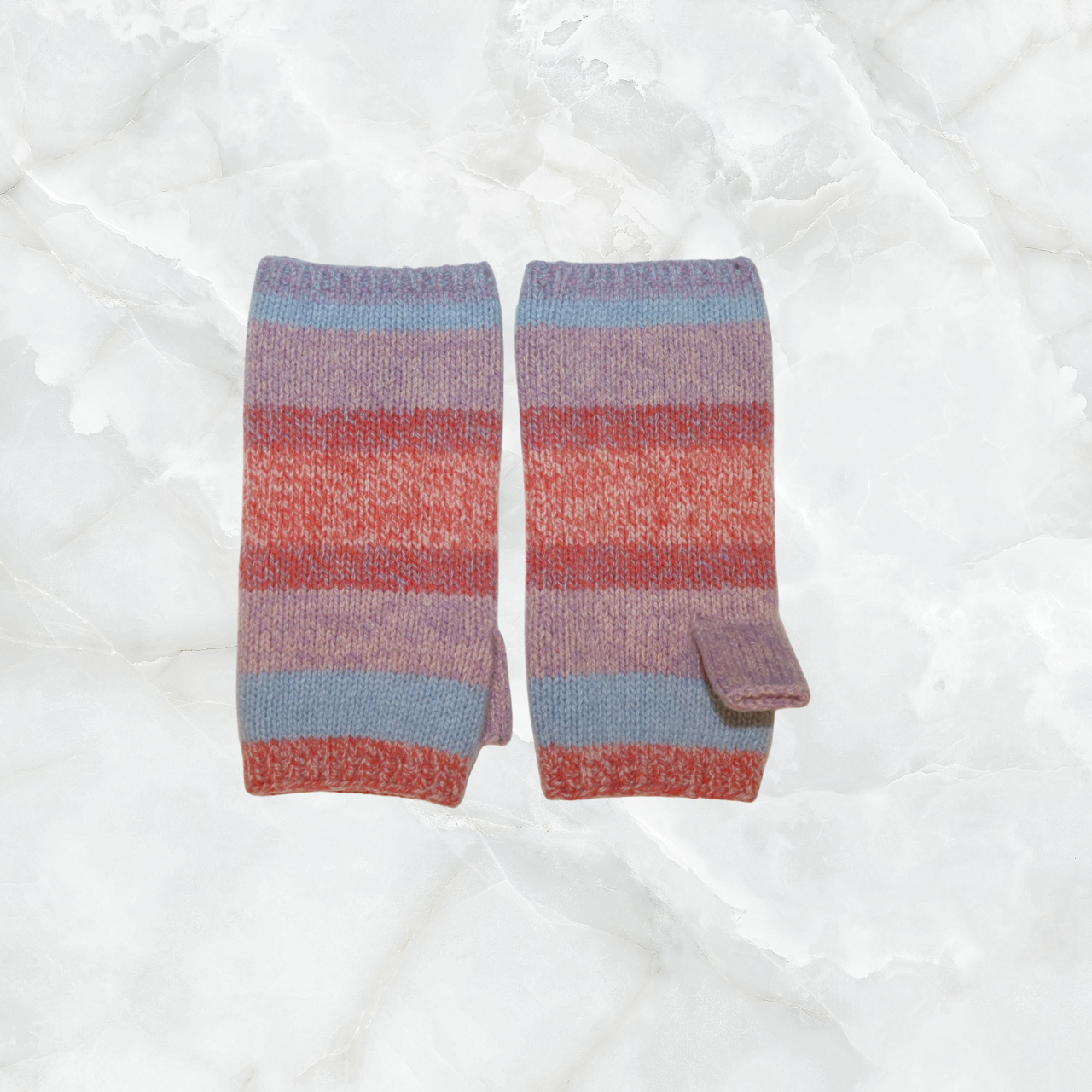 Cashmere Ribbed Fingerless Gloves w. Sunset Ombre