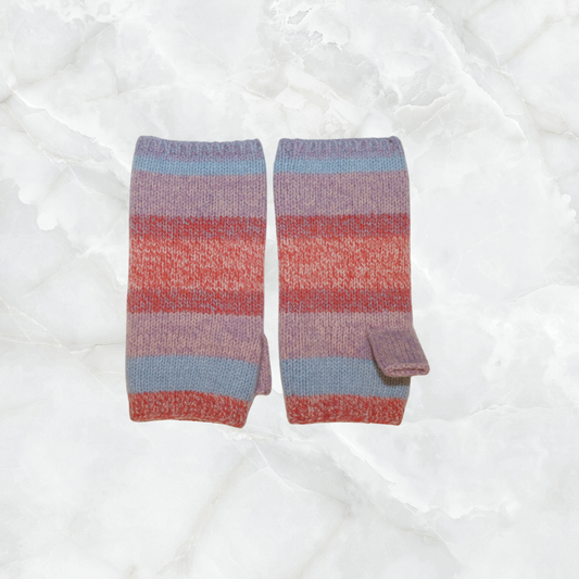 Cashmere Ribbed Fingerless Gloves w. Sunset Ombre