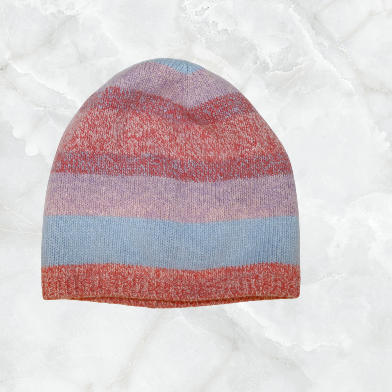 Cashmere Ribbed Beanie w. Sunset Ombre